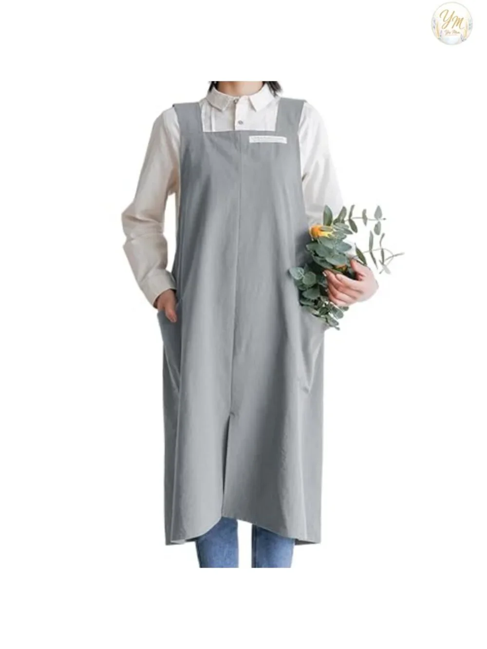 Cross-Back Cotton Apron with Pockets, Unisex Kitchen & Garden